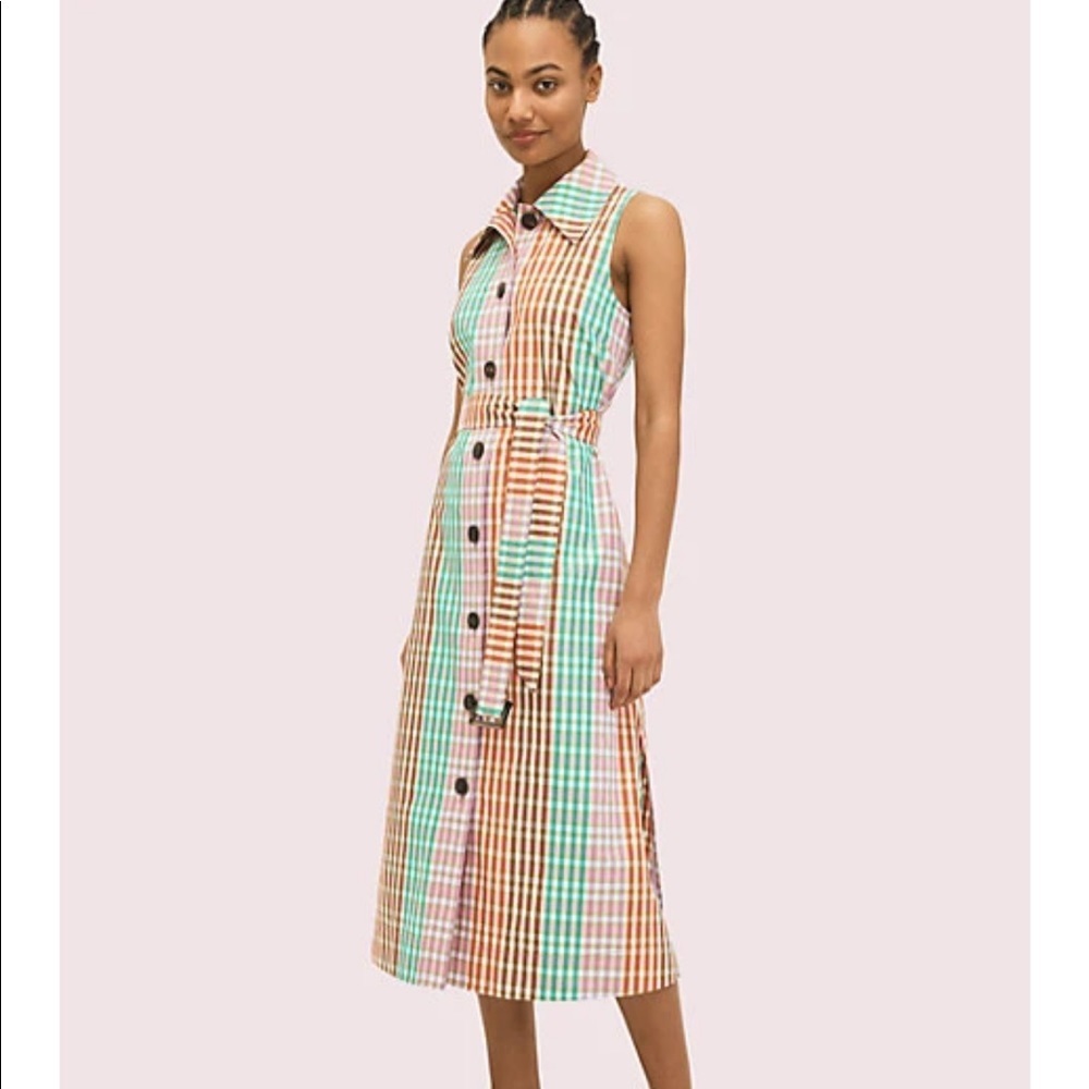 Kate Spade rainbow plaid shirtdress
